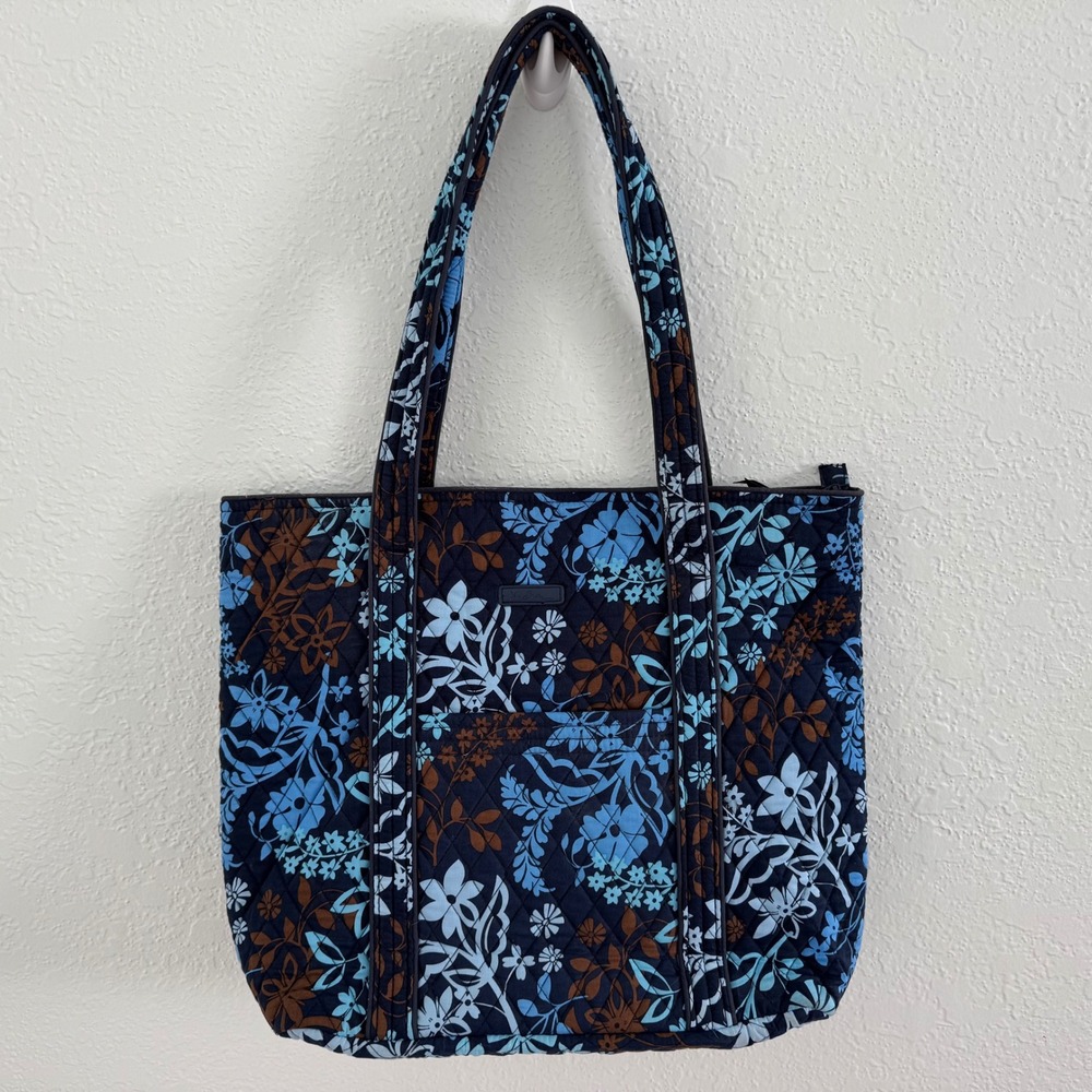 Vera Bradley Villager Tote Java Floral Zippered Tote Bag